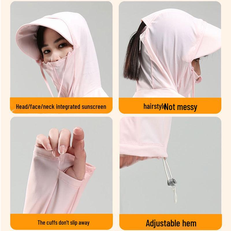 Women's Anti-UV Ice Silk Hooded Windbreaker - Breathable, Elastic, and Sun-Protective Summer Jacket for Climbing