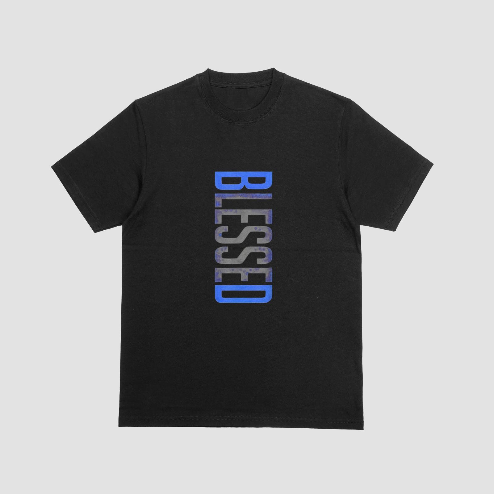 Blessed Shirt Christian Faith Minimalist Vertical Text T-Shirt 4XL