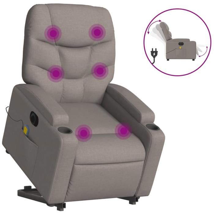VidaXL Fauteuil Inclinable de Massage Électrique, Chaise de Relaxation avec Dossier et Repose-pied Réglables, Siège de 3204640