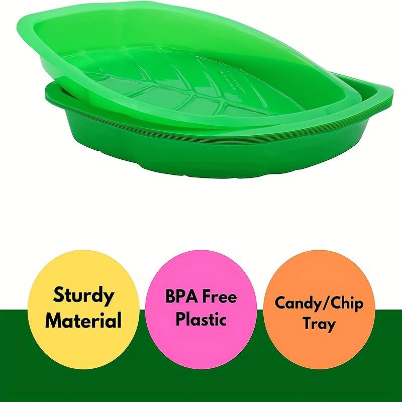 12 Palm Leaf Hawaiian Party Trays Plastic - Candy Bar Food Rack, Hawaiian Jungle Tropical Party Buffet Dinner Plate Table Center Decoration