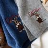 Wool Blended Knitted Scarf Cute Embroidered Cartoon Small Scarf Female Autumn and Winter Couple Wool Scarf