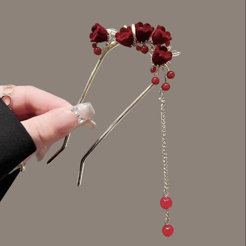 Elegant U-shaped Tassel Hairpin: Versatile Ancient Style Accessory for Updos