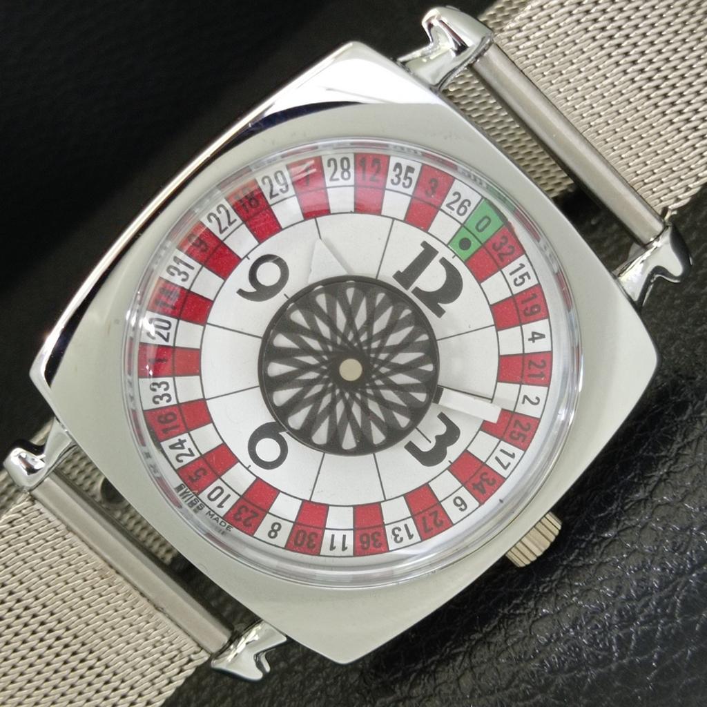 

VINTAGE HAND-WINDING SWISS POKER FACE MENS REFURBISHED WHITE WATCH a700911-5 R205a-a700911