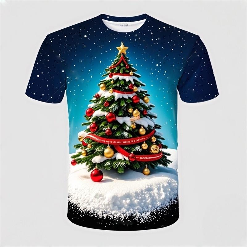 Children's T-shirt Santa Claus Christmas 3D print Short Sleeve T-Shirt for Boys Girls 2-10Y Kids Clothes for Holiday Celebration