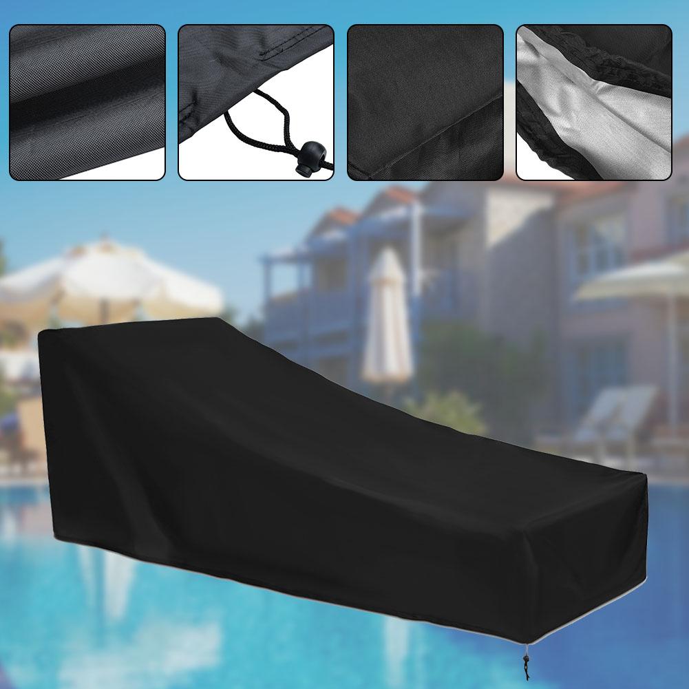 Outdoor Waterproof Folding Chaise Lounge Chair Cover Anti rust(210D outer black&inner silver)