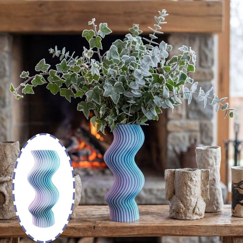 Twisted Design Modern Twisted Flower Bottle Gradient Color Plant Pot Home Desktop Decorations