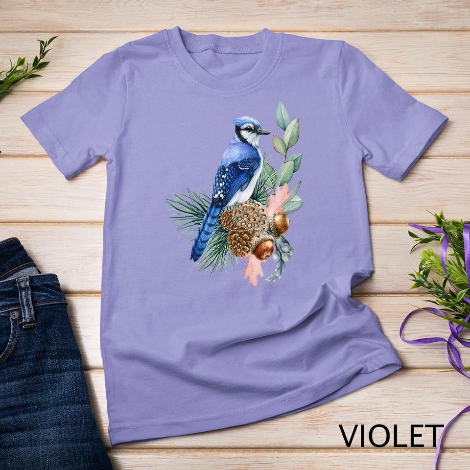 Blue Jay Bird Funny Cute Birds Animal Lover Graphic Unisex T-shirt 12 M