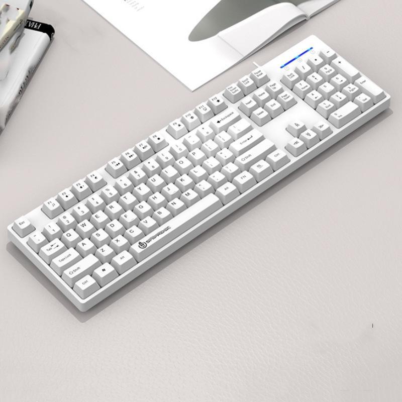 

Проводная USB-клавиатура Shibadu K600: Стильный, красочный дизайн для ноутбука, настольного компьютера, офиса и игр. белый