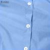 ZANZEA Women Casual Turn Down Collar Short Sleeve Shirt Dress