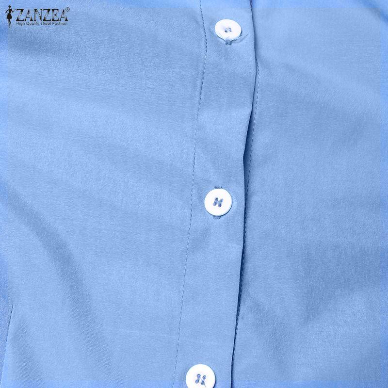 ZANZEA Women Casual Turn Down Collar Short Sleeve Shirt Dress