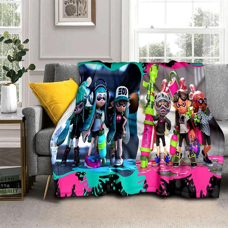Cartoon PC Gamer 3D Games Splatoon Blanket,Soft Throw Blanket for Home Bedroom Bed Sofa Picnic Travel Office Cover Blanket Kids
