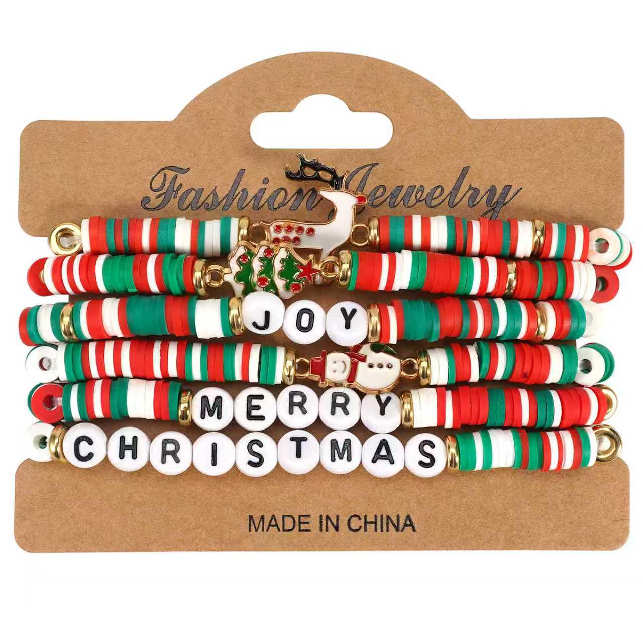 

Праздничный браслет 2025: Рог, Снеговик и Дерево Полимерная глина Эластик