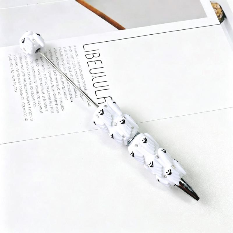 Halloween Pumpkin Bead Diy Crafting Pens Making Kit Ballpoint Pen Beaded Rhinestone Pen For Students School Office
