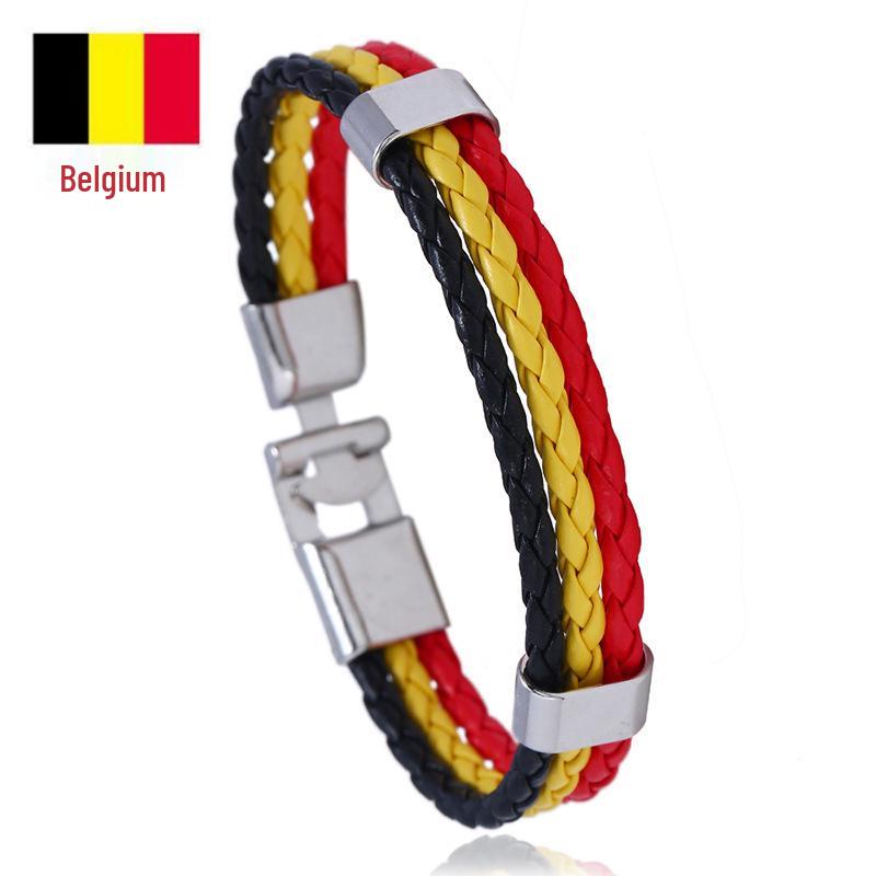 Nationalflaggenfarben PU-Leder-Geflechtarmband - Weltcup-Edition