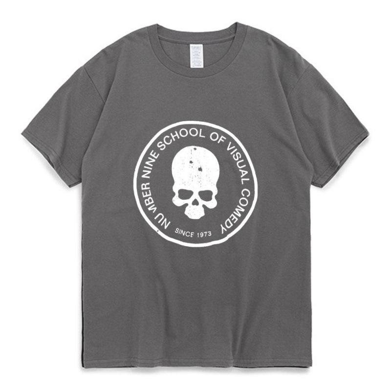 Men Women Unisex Fashion Crew Neck Short Sleeve Skull Letter Print Sleeve Cotton T Shirt Top