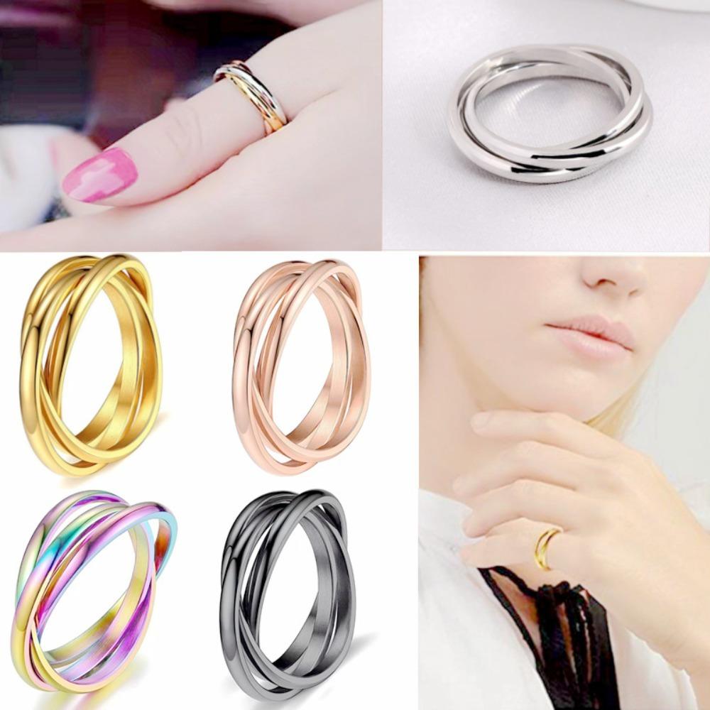 Three Lives Three WorldsStainless Steel Bright Surface Couple Rings for Women Rotation Helps Combat Anxiety Finger Jewelry Gift