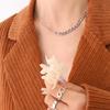 18K Gold Plated Bead Patchwork Necklace & Bracelet Set in Titanium Steel, European & American Fashion.