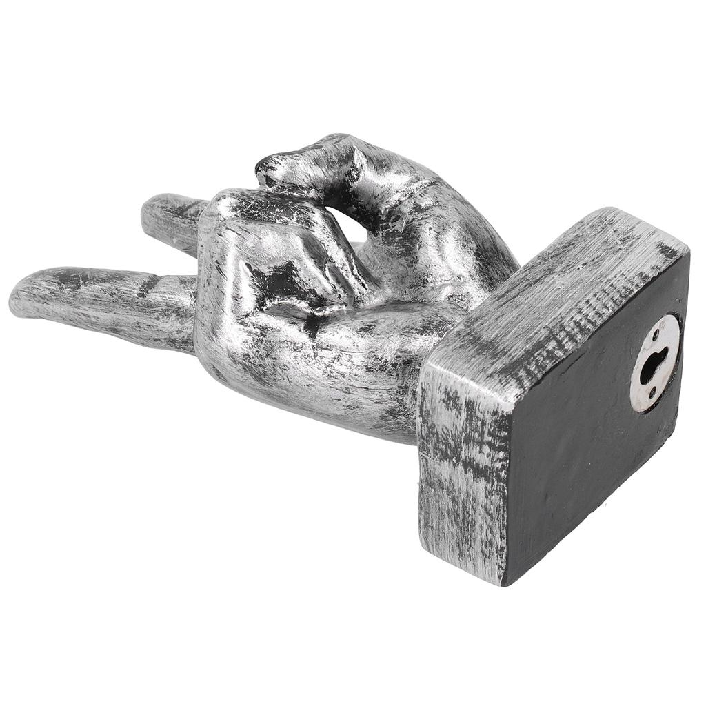 Resin Finger Gesture Sculpture Creative Statue Home Office Desktop Bookcase Ornament DecorSilver