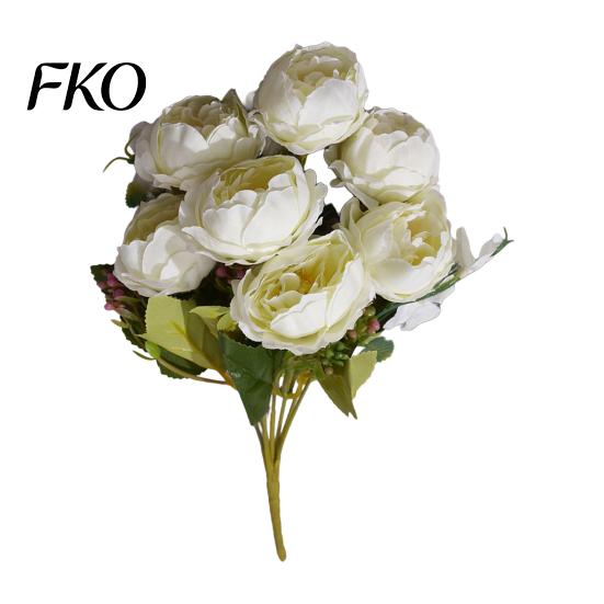 Home Decor Silk Flowers 7 Heads Artificial Peony Flowers, Vintage Fake Flower Arrangements Wedding Blue Bouquet Bouquets Decorations, Floral