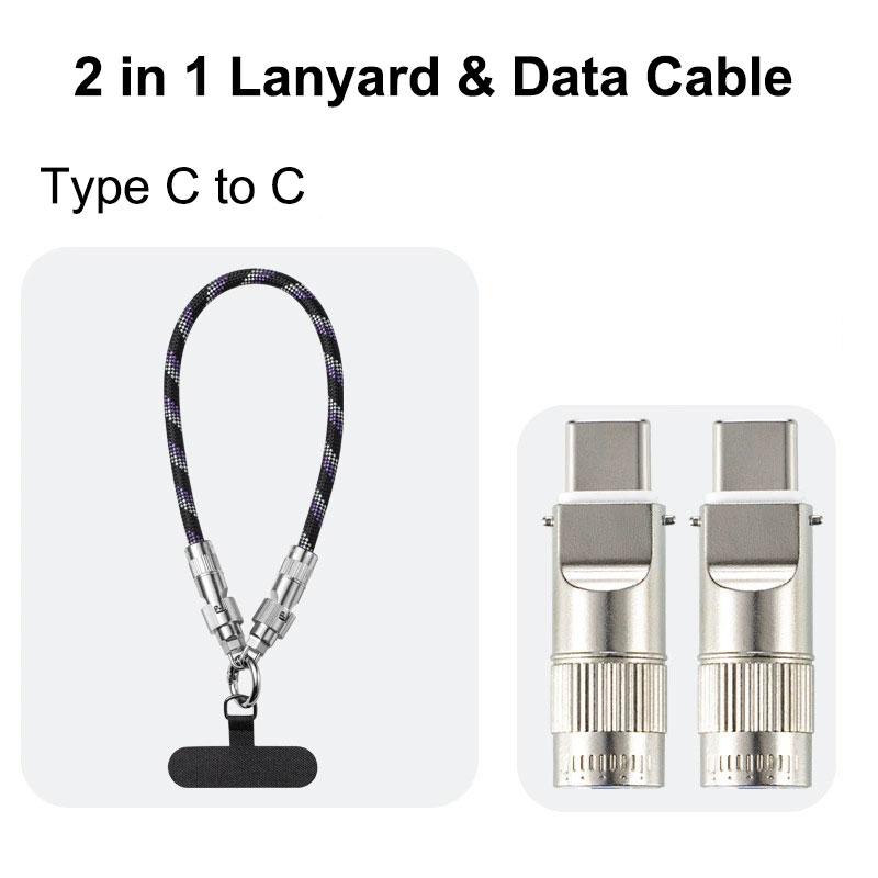 New Design Type C Portable Braided Wrist Strap Neck Strap Crossbody Lanyard Fast Charging Data Cable for Mobile Phone