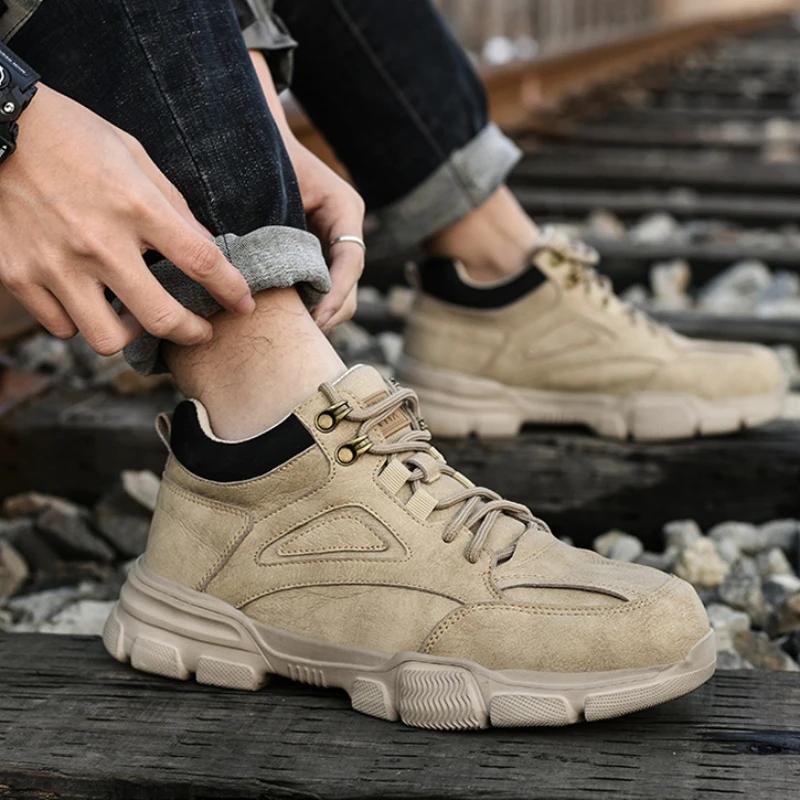 High-quality Safety Shoes Work Men's Boots Indestructible Boot Anti-smash Anti-puncture Steel Toe Shoes for Men Protective Boots