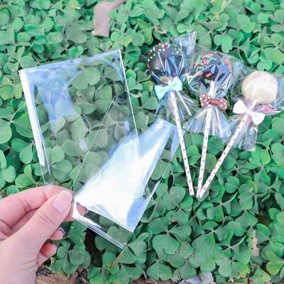 100 Pcs Transparent Candy Bags Flat Open Plastic Birthday Cookie Lollipop Gift Packaging Bags