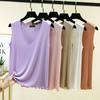 Mărime mare de la M la 6XL Top de damă cu decolteu în V cu volane Topuri de vară din modal subțire Îmbrăcăminte interioară Vestă fără mâneci Strat de bază Culoare solidă Maiou