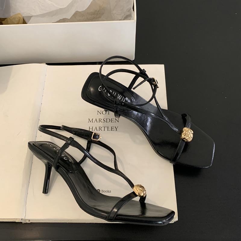 Fashion SUOJIALUN Summer New Brand Women Sandal Fashion Narrow Band Ladies Elegant Gladiator Shoes Thin High Heel Outdoor Dress Pumps