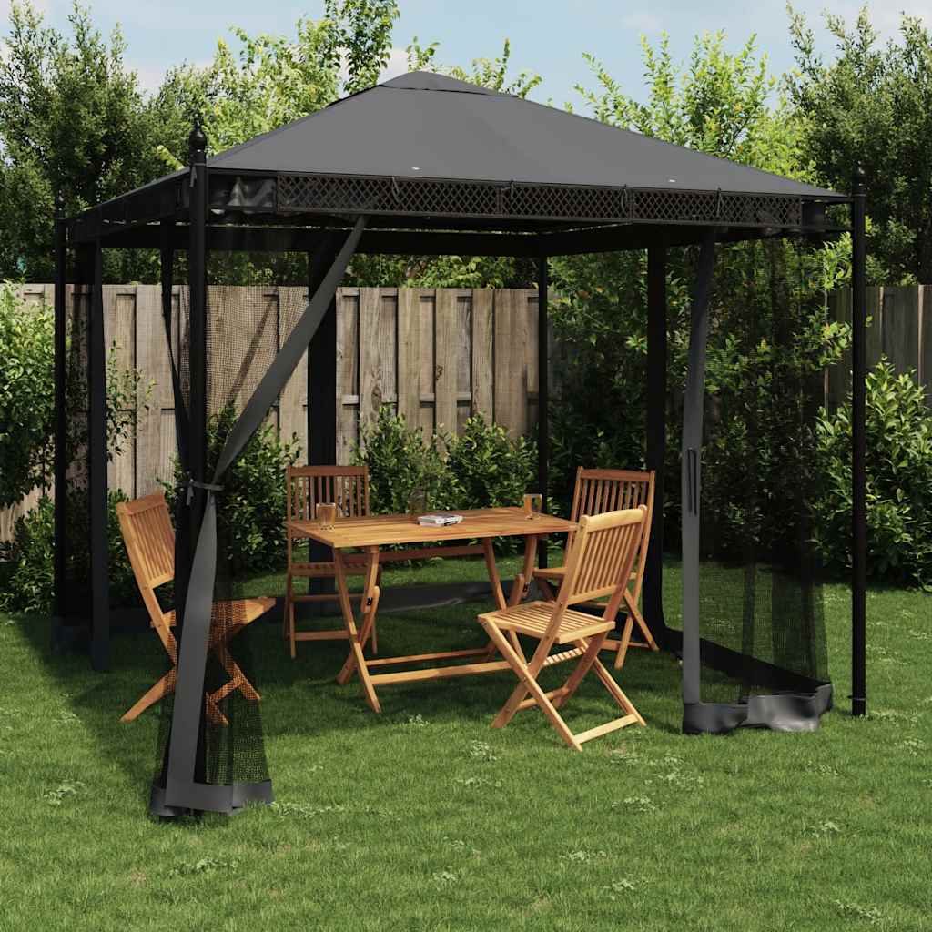 Vidaxl Pavillon mit Netzseiten, Anthrazit, 2,93 x 2,93 m, Stahl