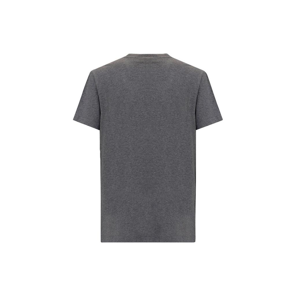 Off-White Fitted Solid Color Letter Print Crew Neck Short Sleeve T-Shirt Women Tops Gray OWAA049E20JER0010535