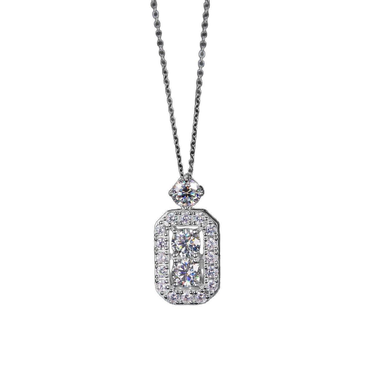 

Mita Jewelry 925 Sterling Silver D Color 3CT Moissanite Round Pendant Necklace for Women 925 Silver