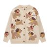American Vintage Cartoon Dog Fluffy Knit Cardigan Loose Fit Casual Sweater Couples