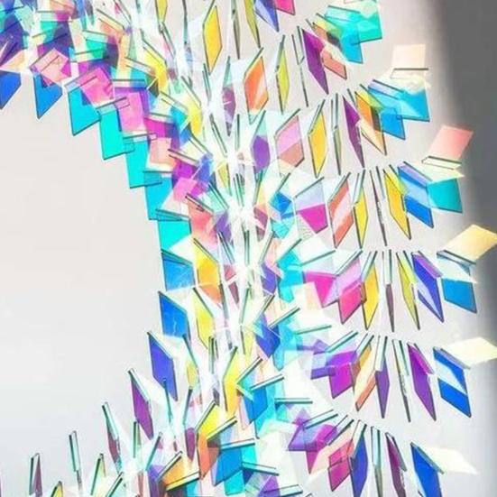 Iridescent Acrylic Squares 0.8'' x 0.8''/1.2" x 1.2" Mini Rainbow Holographic Acrylic Sheets Set Double-Sided Holo Tiles for DIY Crafts Light Shadow