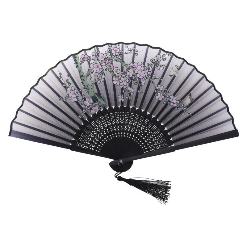 New Japanese Flower Pocket Folding Hand Fan Round Circle Party Decor Gift Dropshipping