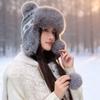 Pom Poms Knitted Trapper Hat 55-58cm Head Circumference Winter Hat Ushanka Hat  Outdoor Activities