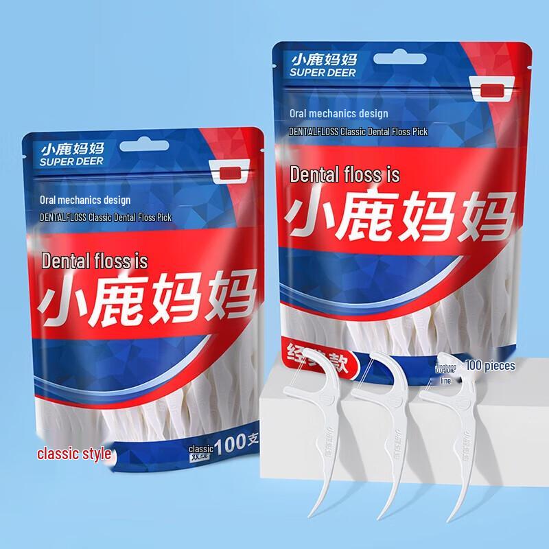 Deer Mama Classic Ultra-Fine Dual Line Dental Floss Picks, 300 Count