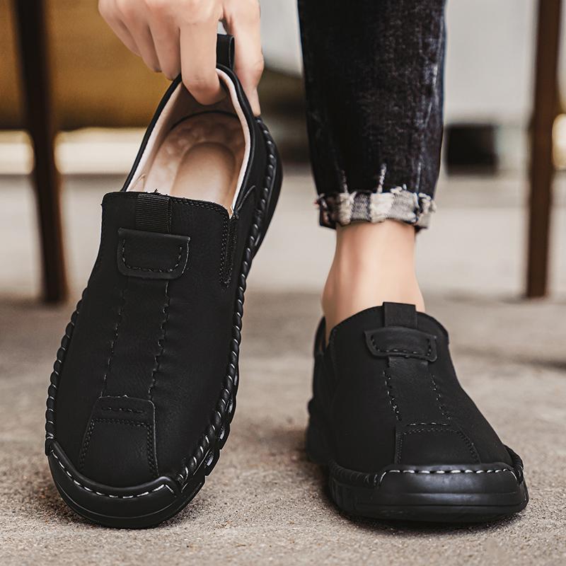 FashionLeather Fashion Casual Shoes Men All-match Mens Slip On Walking Shoes Brand Business Office Flats Classic Men Shoes for Wedding