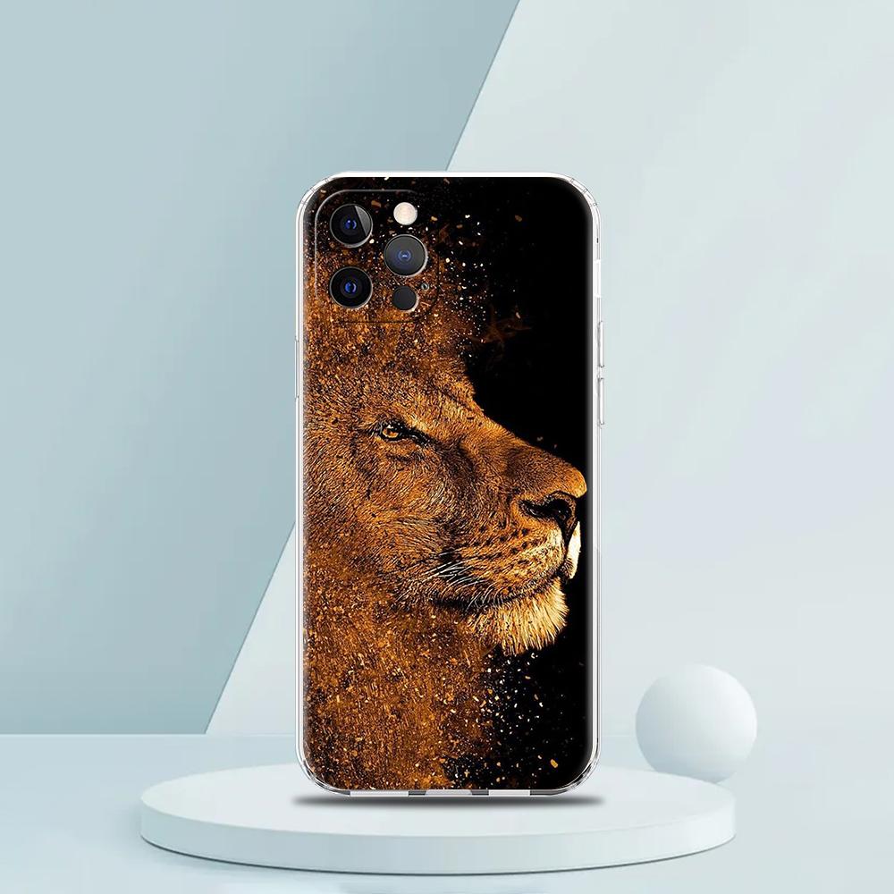 The Lion Phone Case for iPhone 16 15 14 13 12 Pro Max Transparent Soft for iPhone 11 Pro Max 7 8 Plus XS XR Silicone Shell Capas