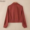 ZANZEA Women Casual Turn Down Collar Long Sleeve Thin Cardigan Blouse