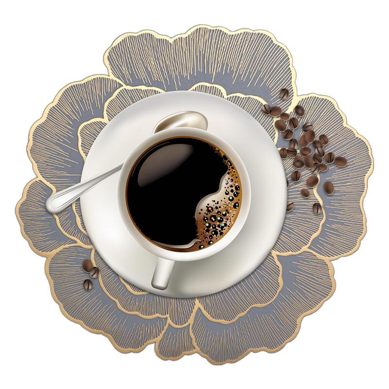 Descansos de Copos Florais Tapete de Cozinha PVC Descanso de Mesa Almofada Quente Descansos de Mesa para Mesa de Jantar Isolamento Térmico Antiderrapante Cozinha