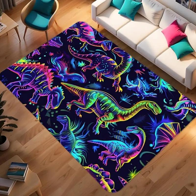 Dinosaur ABC Rug Non-Slip Play Mat Carpet for Boys Bedroom Kids Playroom Living Room Classroom Area Floor Mat Home Decor Doormat