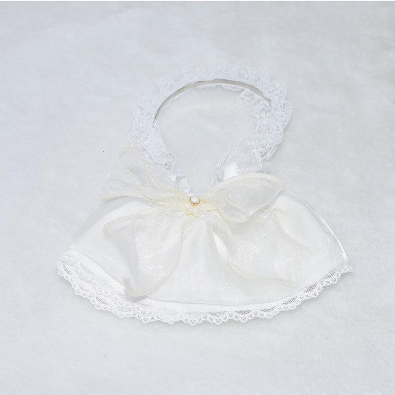 White Princess Dress & Headband Set for 20cm Cotton Dolls - 10cm/20cm Size Dress-Up Accessories