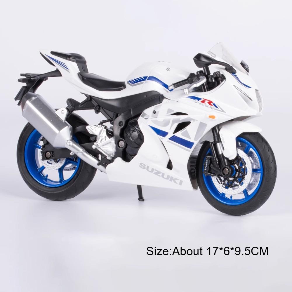1:12 SUZUKI GSX-R1000 BMW R1250GS Motorcycle Model Toy Car Linkage Steering Retractable Tripod Alloy Diecast Models Kids Toys