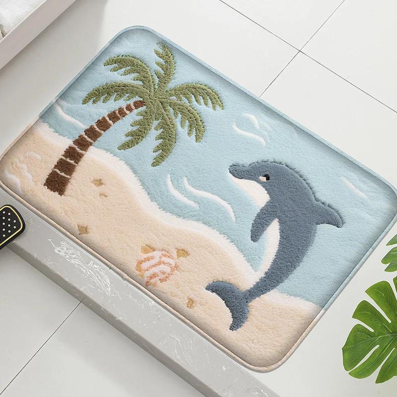 Vloermat met zeesterprint, absorberende voetmat voor de badkuip, klein tapijt voor de douchecabine, badkamermat, zacht en comfortabel 60x90cm24x35in