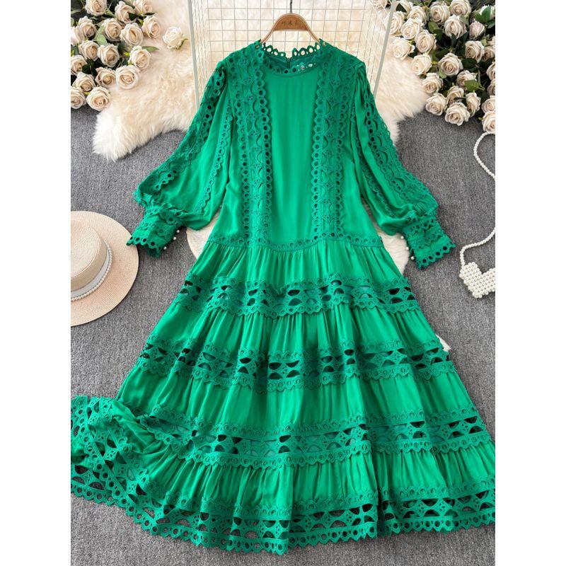 Vintage Court Style Summer New Arrival Embroider Dress