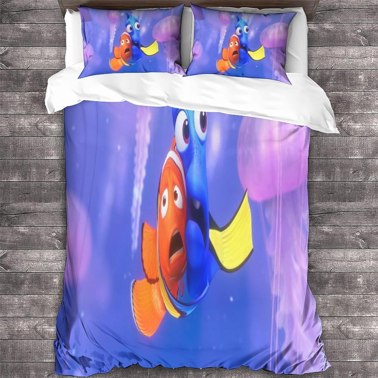 Óceán Animáció 3D Nyomtatott Rajzfilm Paplanhuzat Szett 3 Részes Ultra Puha Mikroszálas Paplanhuzat Cipzárral 120×150cm&Duvet Cover