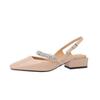 Summer Ladies Sandals Natural Leather Sheep Patent Leather Upper Women Sandals Buckle Square Toe Heel Shoes