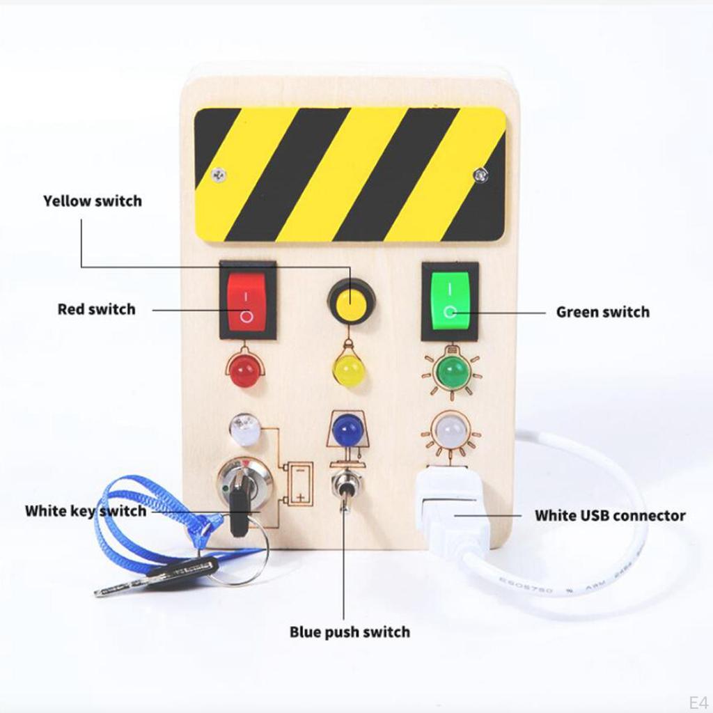 Switch Board Electronic Educational Toy Wooden Sensory Toys with Buttons Busy Led
