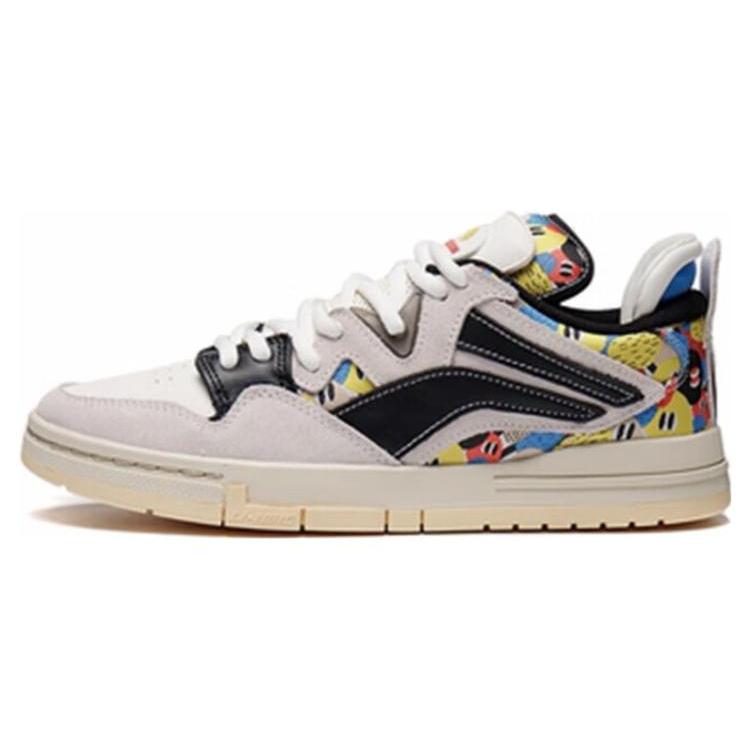 New LiNing Wave Pro Slip Resistant Cushioning Wear Resistant Lightweight Low Top Skateboard Shoes Men's Beige Blue Yellow AECS035-1