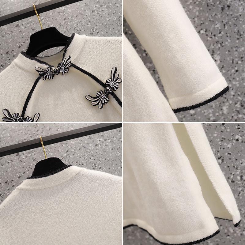 Women's Slimming Han Element Knitted Cheongsam Dress for Autumn/Winter